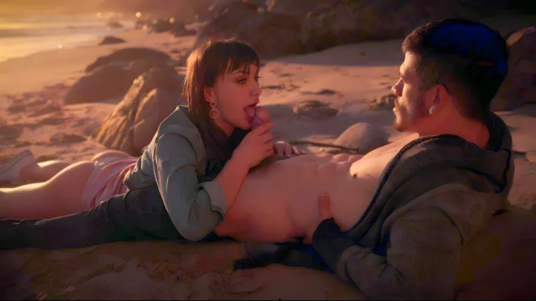 Ana Gives Jacob A Blowjob On The Beach At Sunset 