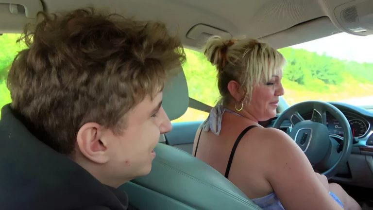 ⁣Older Women Seduce Young Guy To Fuck On The Road 