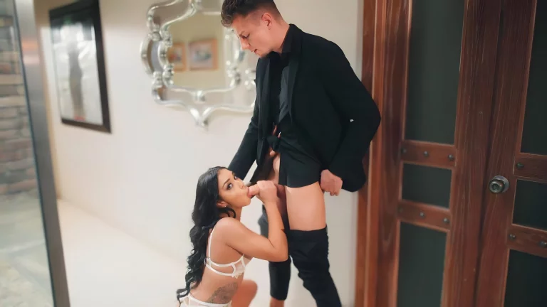 Stunning Black Angel Craves For Two Cocks 