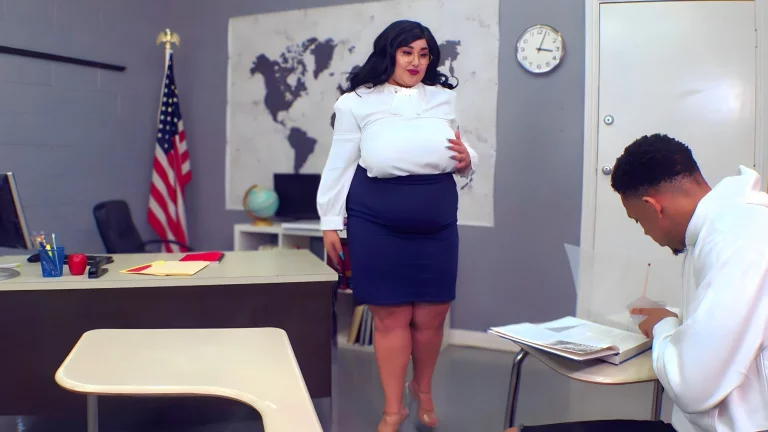 Chubby Teacher And Black Student Break The Rules 
