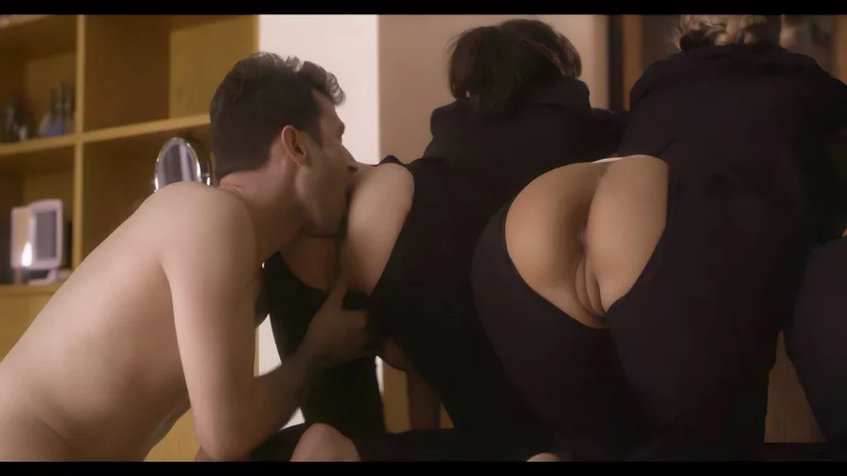 James Deen Fucks The Asses Of Three Masked Women In Black Suits 