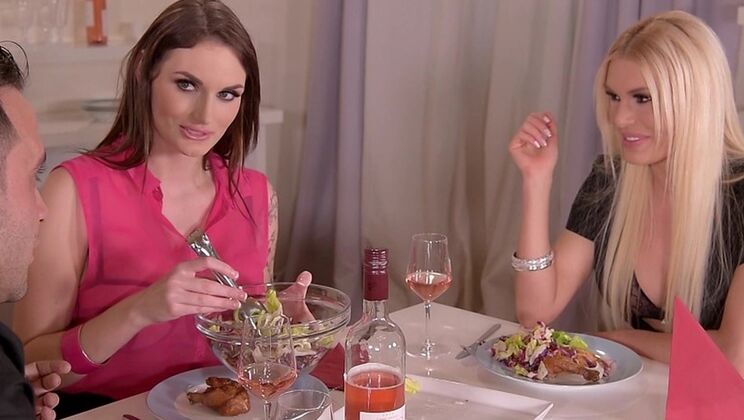 Porn World - Kai TaylorMarie Clarence - Two busty goddesses Kitana Lure & Marie Clarence ass fucked after dinner GP248 