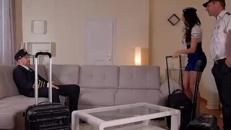 Porn World - Anissa KateErik EverhardDavid Perry - 2 Pilots, 1 Stewardess: Hardcore Double Penetration in Hotel! 
