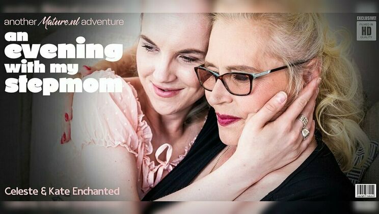 Mature.nl - CelesteKate Enchanted - Hairy cougar Celeste seduces her hot stepdaughter Kate Enchanted for a pussylicking good time 