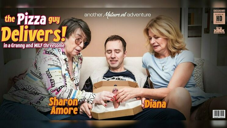 Mature.nl - DianaRay AdlerSharon Amore - Blonde MILF Diana and 76 year old granny Sharon Amore share a young delivery guy in a gardcore three 