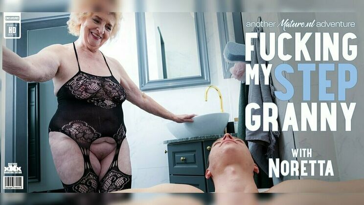 Mature.nl - Nikki NuttzNoretta - Toyboy loves fucking his shaved 72 year old stepgrandma Noretta on her couch 