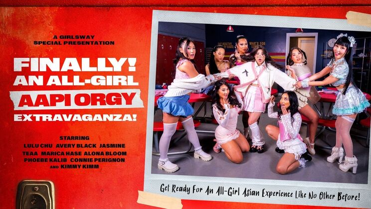 Girlsway - Marica HaseLulu ChuAvery BlackAlona BloomKimmy KimmConnie PerignonPhoebe KalibJasmine Teaa - Finally! ... An All-Girl AAPI Orgy Extravaganza 
